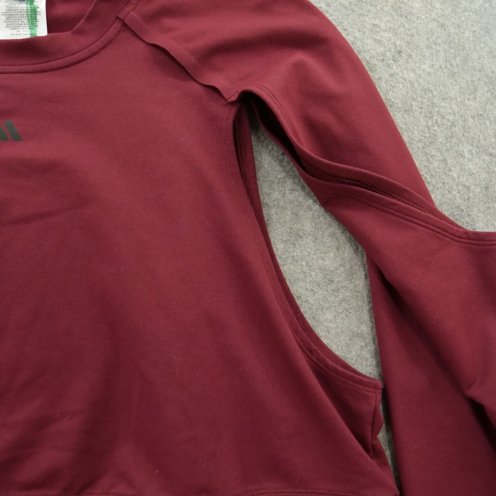 Adidas Sweatshirt Womens Large Red Performance Power Aero Ready Crop Cover Up - Picture 7 of 16